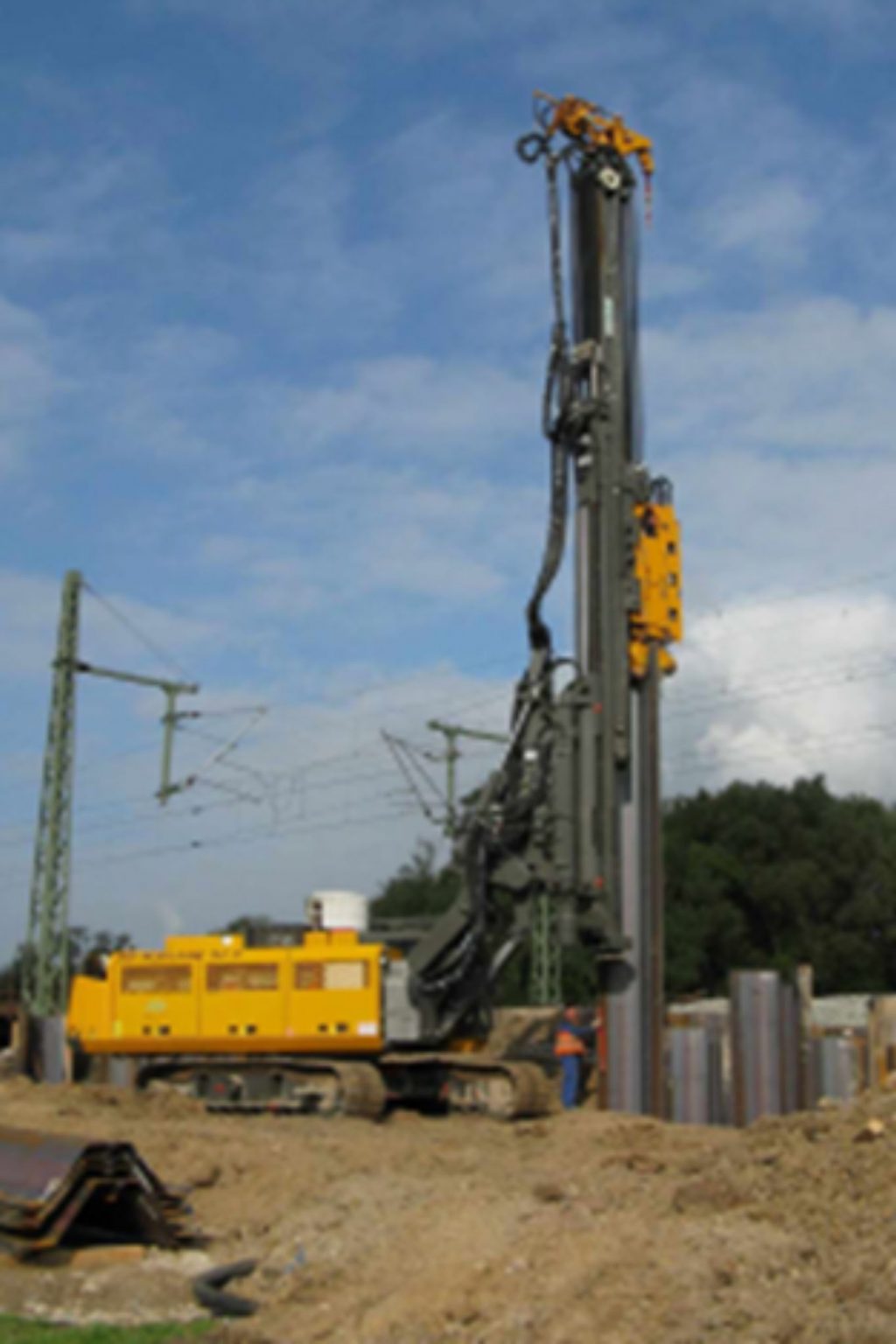 ABI pile driving rig operating on a construction site