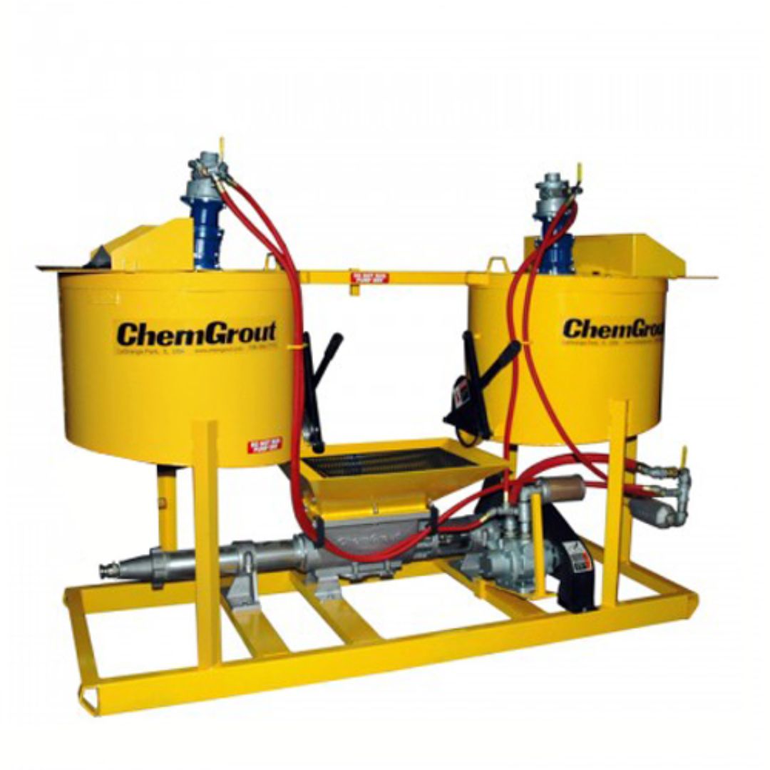 ChemGrout paddle mixing equipment in yellow finish