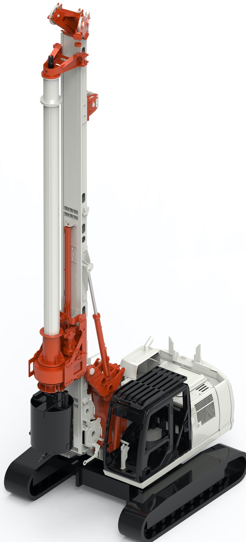 TesCar TT9 hydraulic piling rig with tall mast on crawler tracks